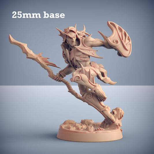 Image shows a 3D render of a merfolk warrior gaming miniature.