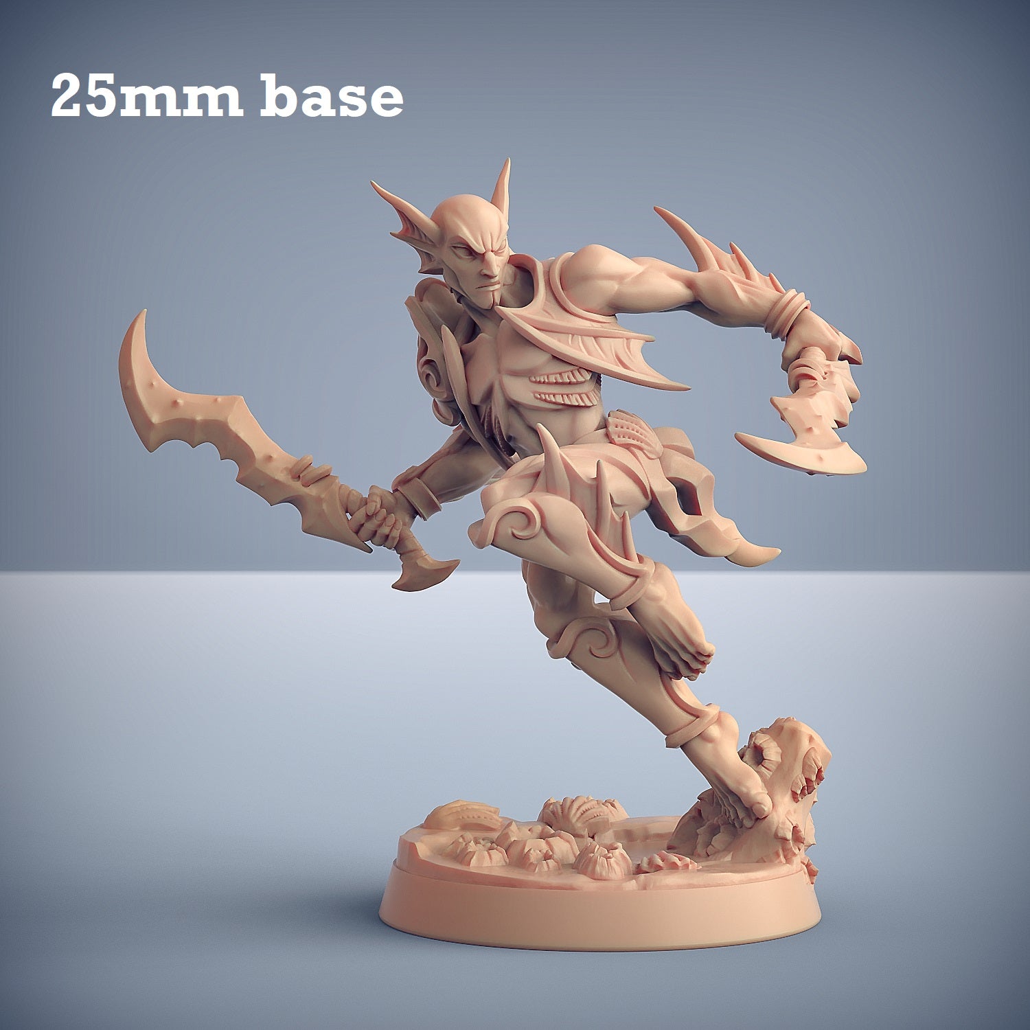Image shows a 3D render of a merfolk warrior gaming miniature.