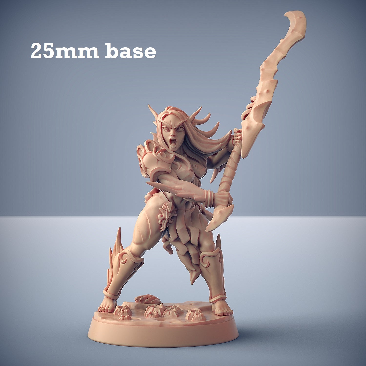 Image shows a 3D render of a merfolk warrior gaming miniature.