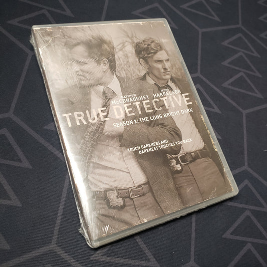 Image shows the front of the case for the first season of True Detective on DVD