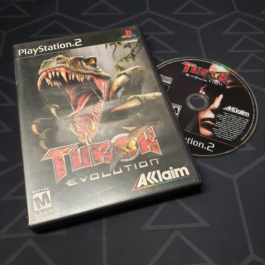 Image shows the case and disc for the video game Turok: Evolution for Playstation 2