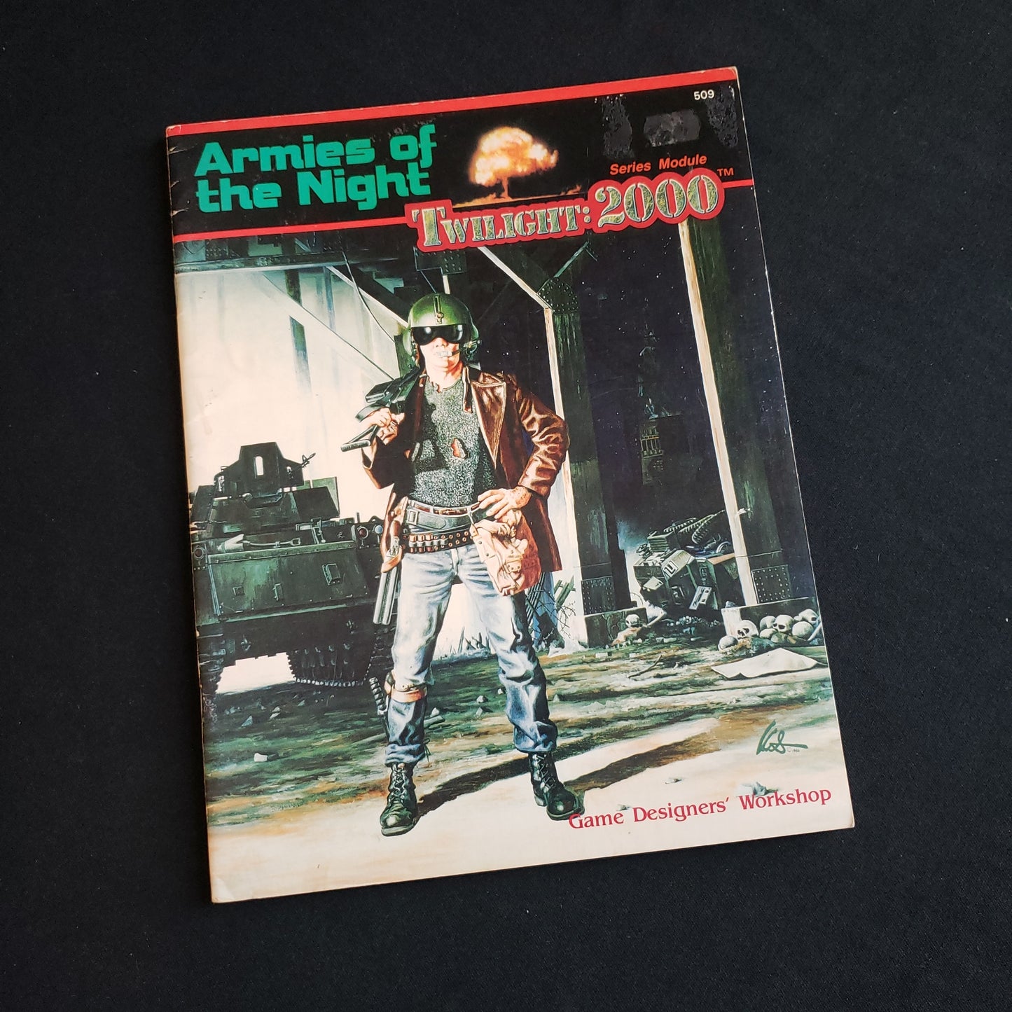 Image shows the front cover of the Armies of the Night book for the Twilight: 2000 roleplaying game