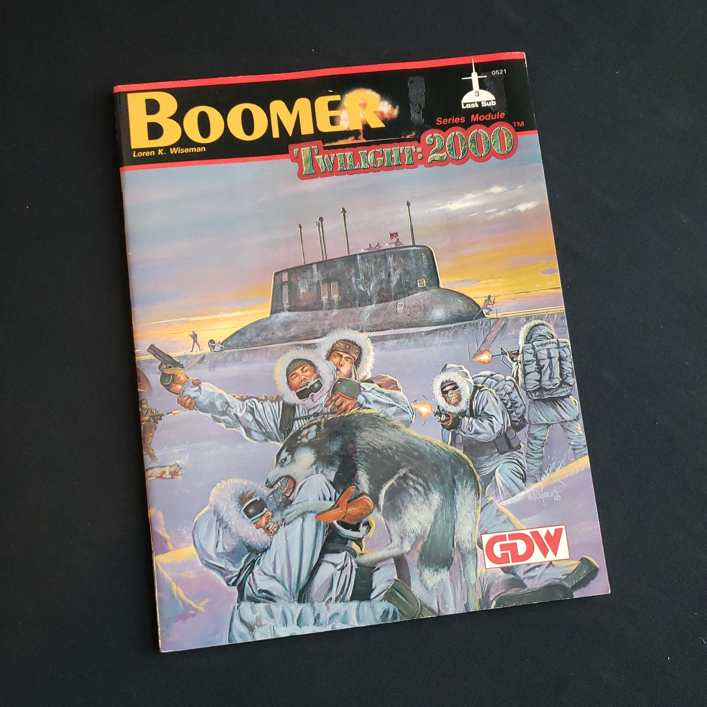 Image shows the front cover of the Boomer book for the Twilight: 2000 roleplaying game