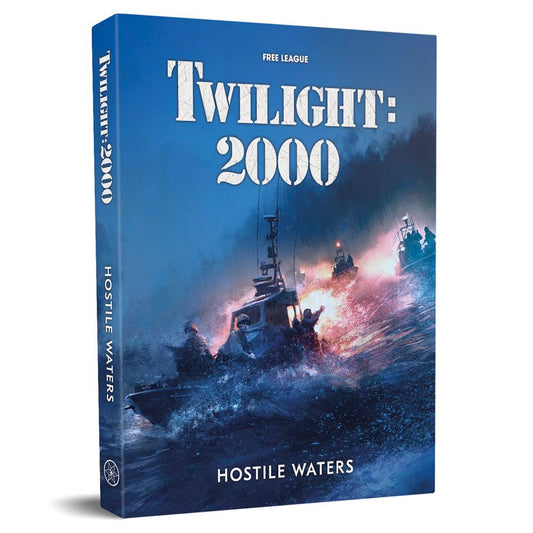 Image shows the front cover of the Hostile Waters book for the Twilight: 2000 roleplaying game