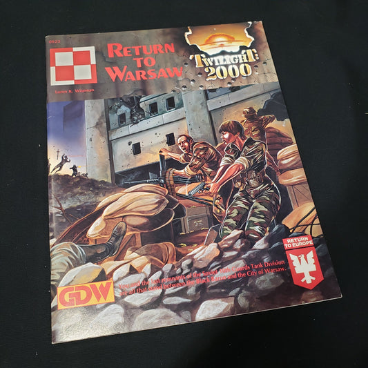 Image shows the front cover of the Return to Warsaw book for the Twilight: 2000 roleplaying game