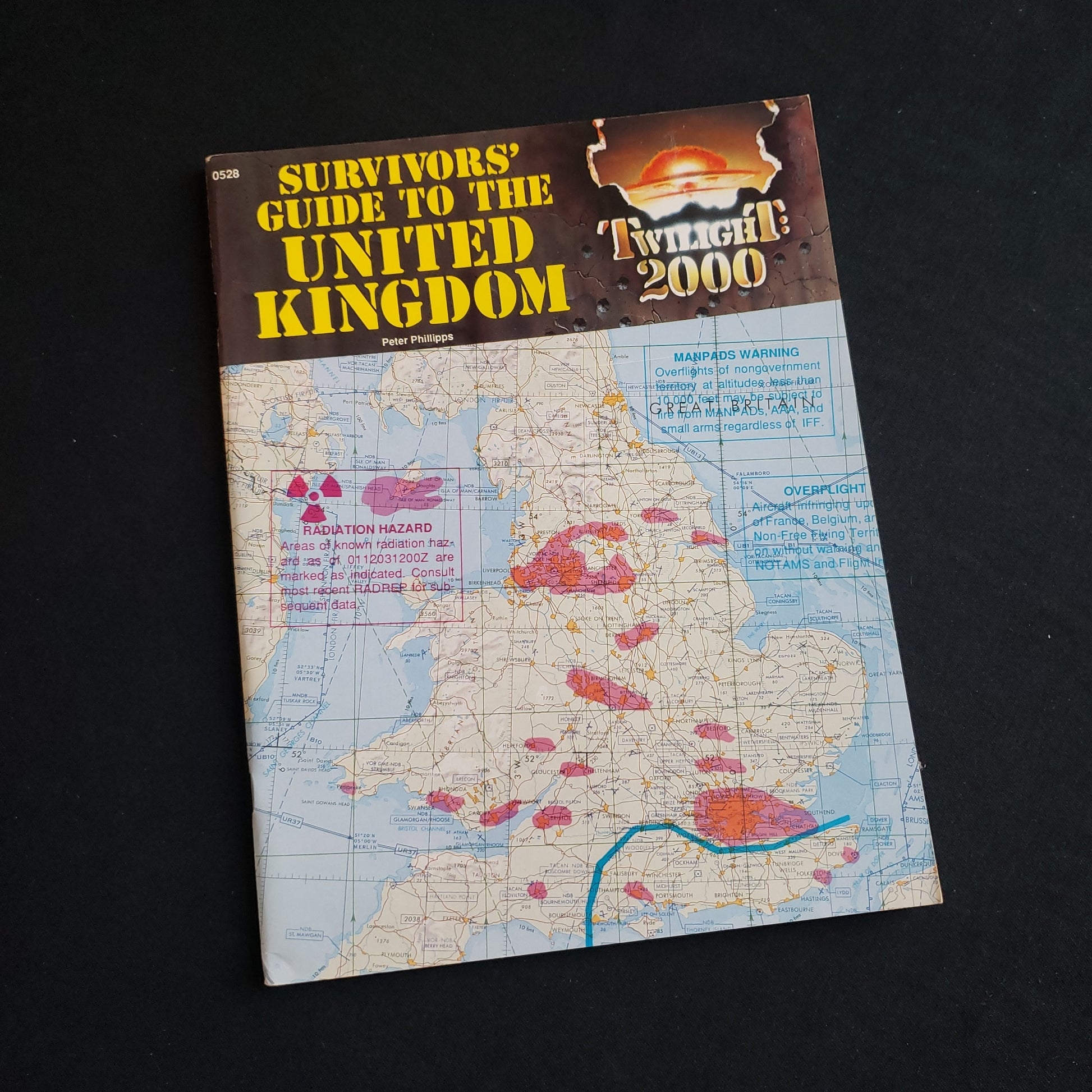 Image shows the front cover of the Survivors' Guide to the United Kingdom book for the Twilight: 2000 roleplaying game