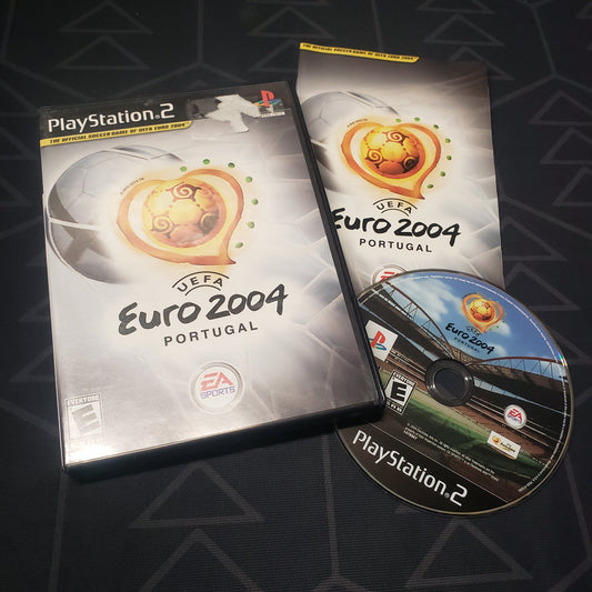 Image shows the case, manual and disc for the video game UEFA Euro 2004 Portugal for Playstation 2
