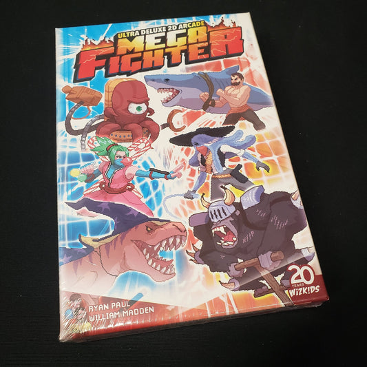 Image shows the front cover of the box of the Ultra Deluxe 2D Arcade Mega Fighter card game