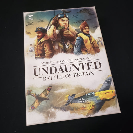 Image shows the front cover of the box of the Undaunted: Battle of Britain board game