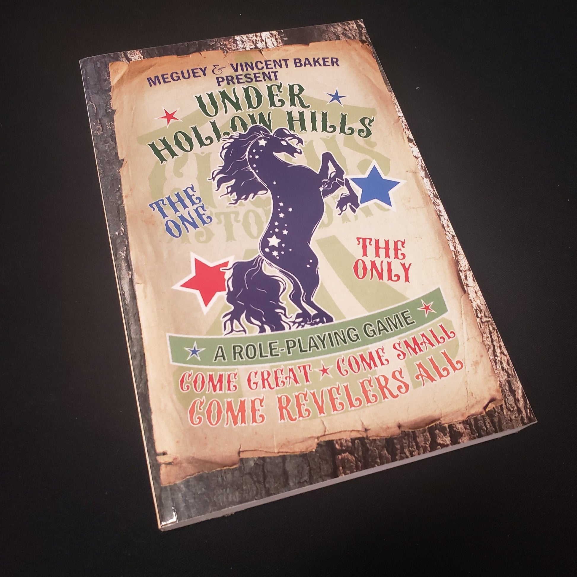 Image shows the front cover of the Under Hollow Hills roleplaying game book