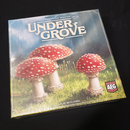 Image shows the front cover of the box of the Undergrove board game