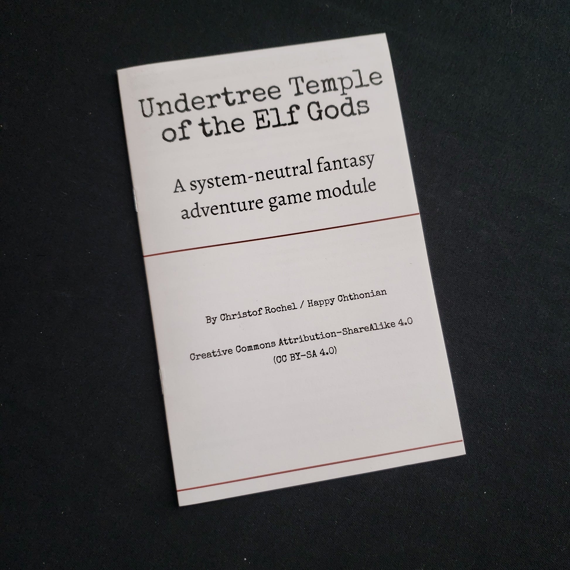 Image shows the front cover of the Undertree Temple of the Elf Gods roleplaying game book