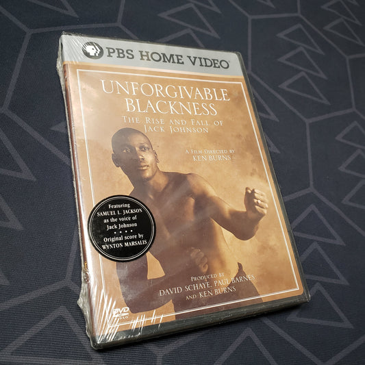 Image shows the front of the case for the movie Unforgivable Blackness: The Rise and Fall of Jack Johnson on DVD