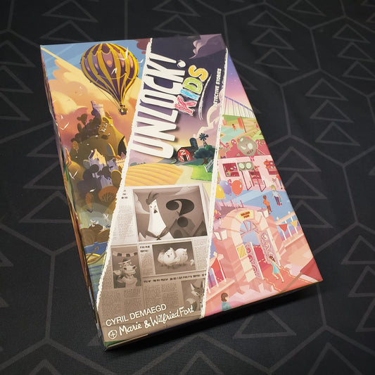 Image shows the front cover of the box for the Unlock! Kids: Detective Stories board game