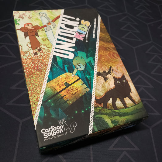 Image shows the front cover of the box for the Unlock! Kids: Irish Folklore Trilogy board game