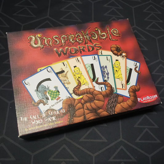 Image shows the front cover of the box for the Unspeakable Words card game