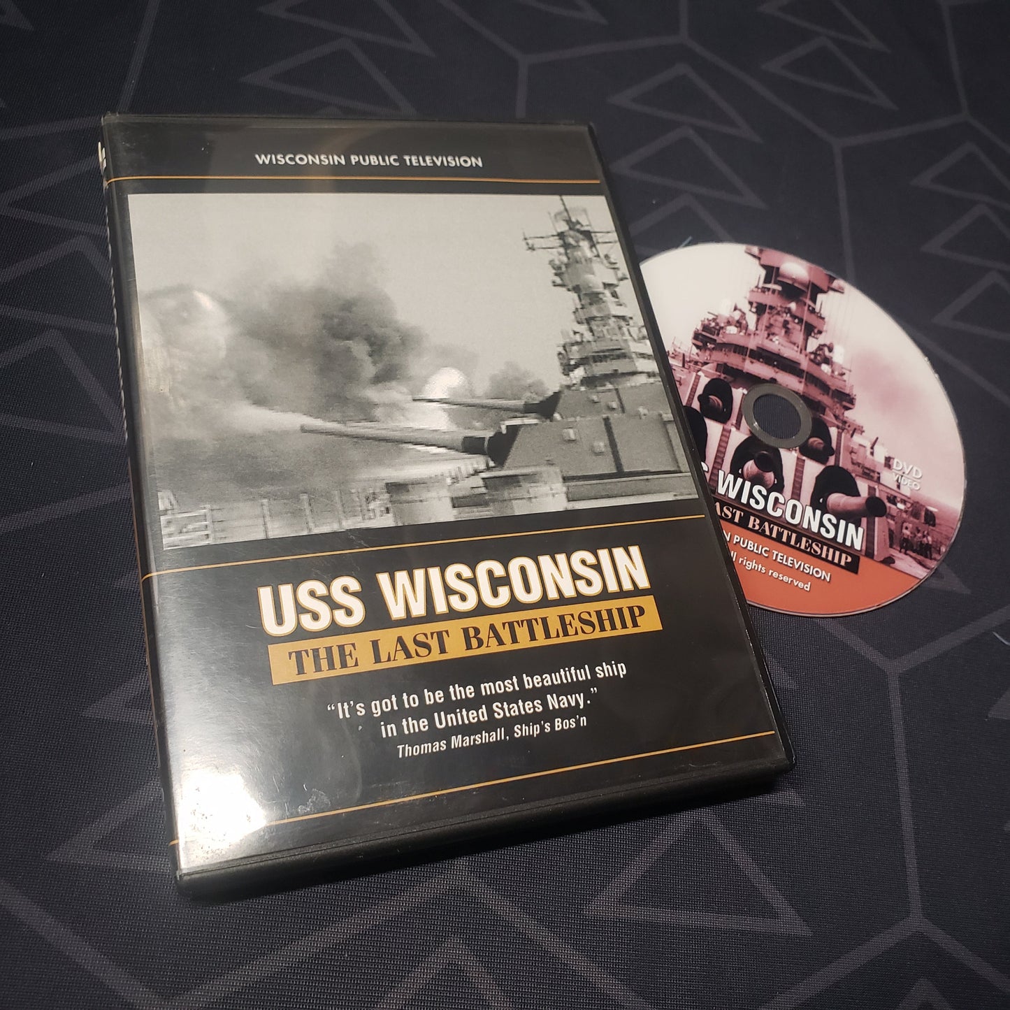 Image shows the case & disc for the documentary film USS Wisconsin: The Last Battleship on DVD