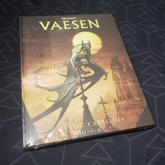 Image shows the front cover of the Mythic Carpathia book for the roleplaying game Vaesen
