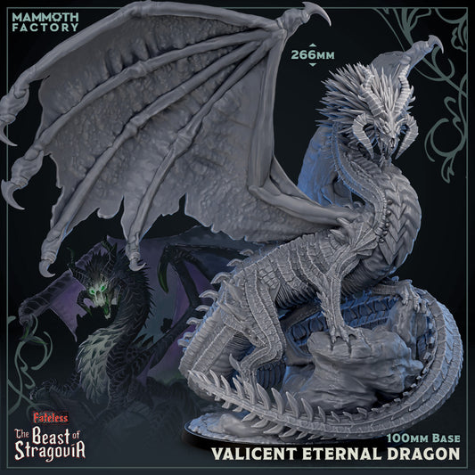 Image shows a 3D render of a adult black dragon gaming miniature.