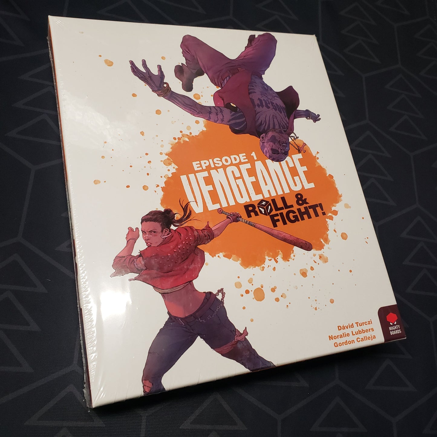 Image shows the front cover of the box for the Vengeance: Roll & Fight - Episode 1 board game