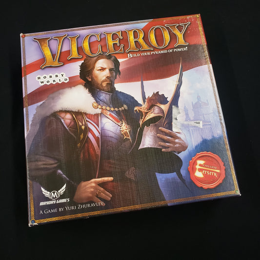Image shows the front cover of the box of the Viceroy board game