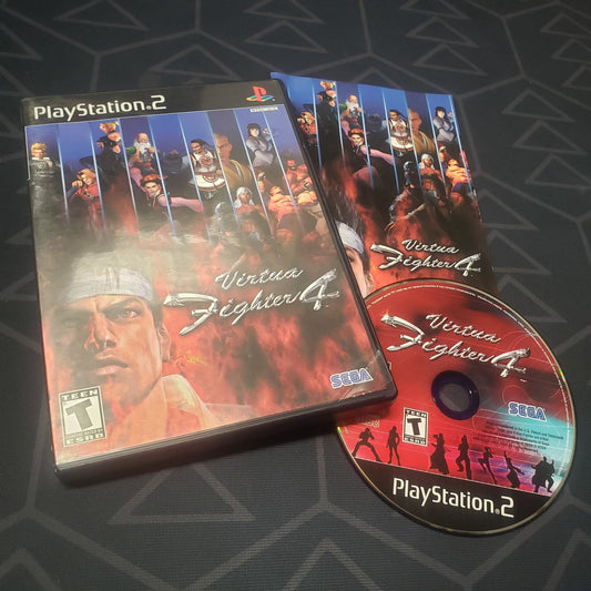 Image shows the case, manual and disc for the video game Virtua Fighter 4 for Playstation 2