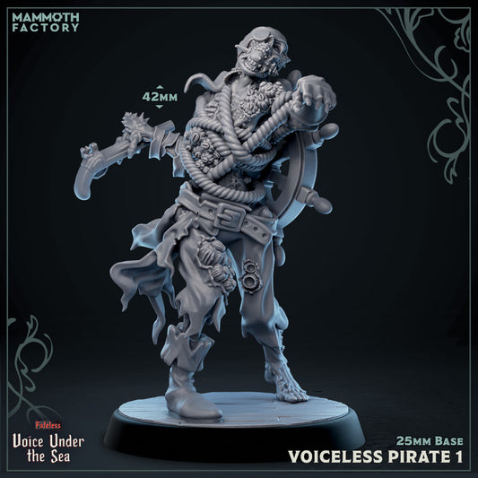 Image shows a 3D render of a undead pirate gaming miniature.