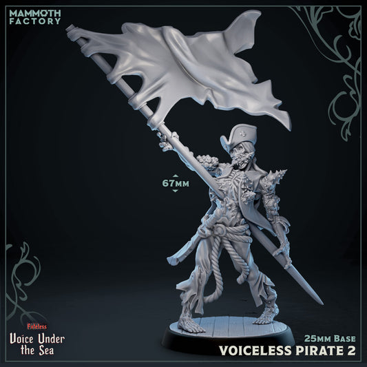 Image shows a 3D render of a undead pirate gaming miniature.