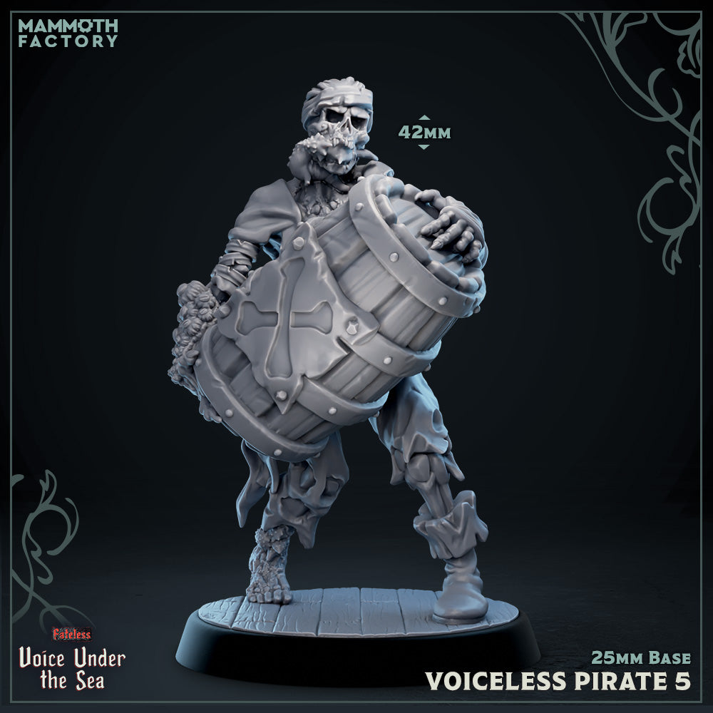 Image shows a 3D render of a undead pirate gaming miniature.