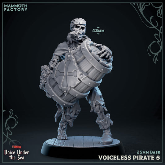 Image shows a 3D render of a undead pirate gaming miniature.