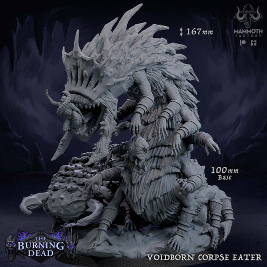 Image shows a 3D render of aelditch demon worm gaming miniature eating bodies