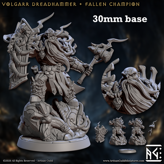 Image shows a 3D render of a dwarf zombie barbarian gaming miniature.