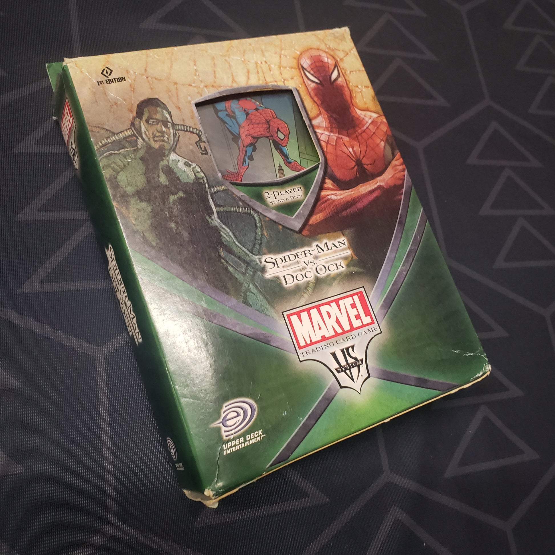 Image shows the front cover of the box for the VS. System: Spider-Man vs. Doc Ock card game