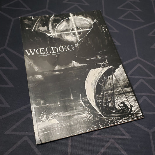 Image shows the front cover of the Waeldaeg roleplaying game book