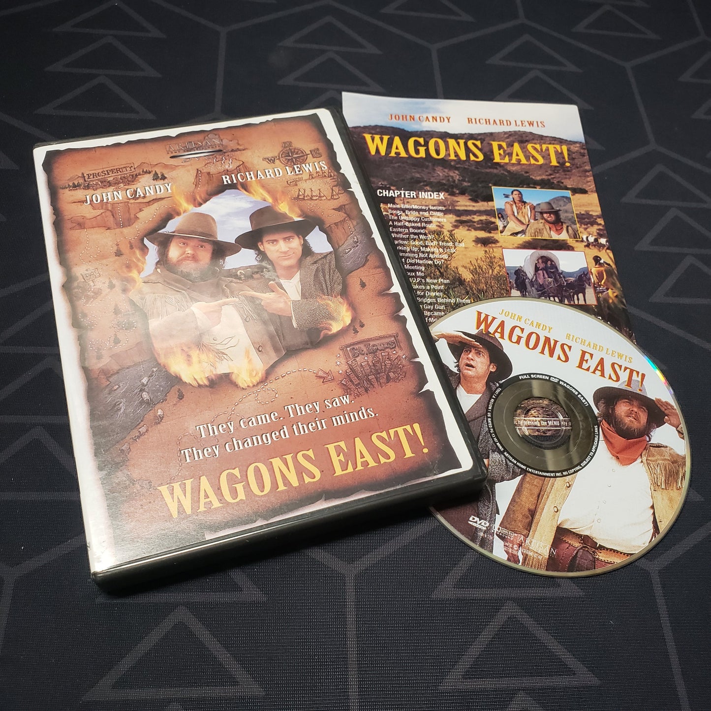 Image shows the case, insert & disc for the movie Wagons East! on DVD