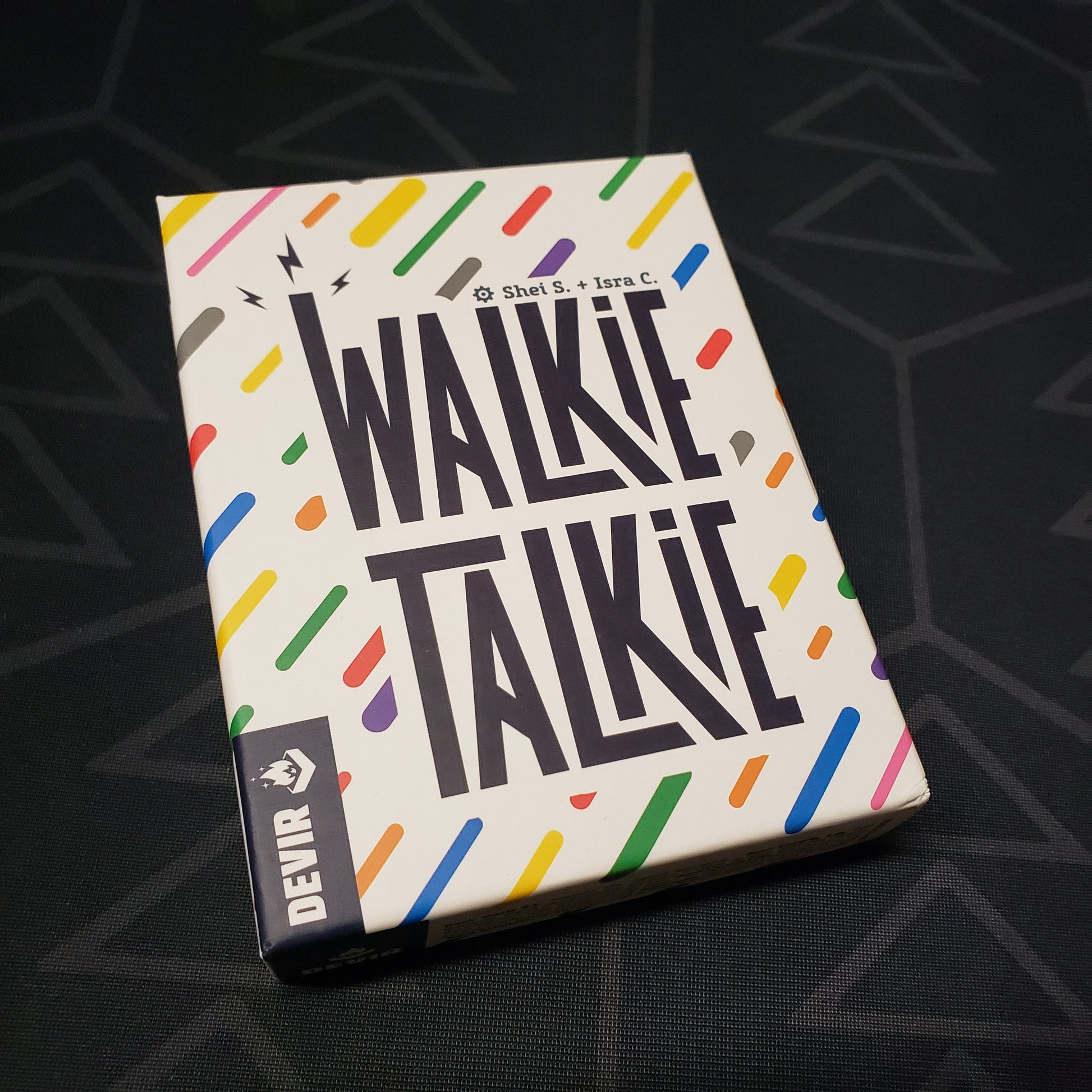 Image shows the front cover of the box for the Walkie Talkie card game