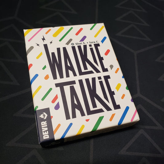 Image shows the front cover of the box for the Walkie Talkie card game