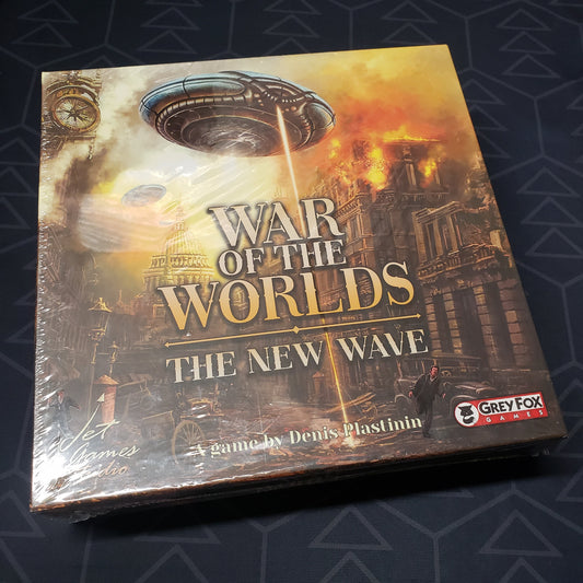 Image shows the front cover of the box for the War of the Worlds: The New Wave board game