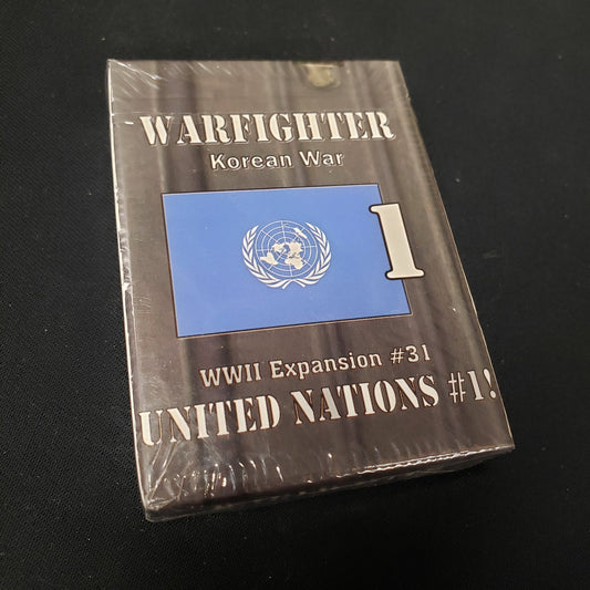 Image shows the front of the package for the Korean War: United Nations #1 Expansion Pack for the Warfighter: WWII card game
