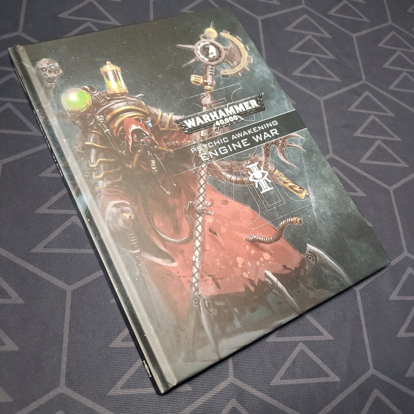 Image shows the front cover of the Warhammer 40,000 (Eighth Edition): Psychic Awakening - Engine War wargaming book