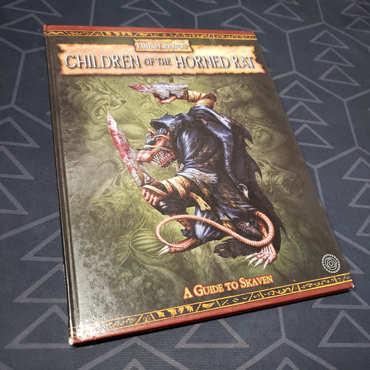Image shows the front cover of the Children of the Horned Rat book for the roleplaying game Warhammer Fantasy Roleplay (Second Edition)