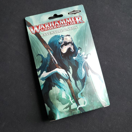 Image shows the front of the package of the Essential Cards pack for the Warhammer Underworlds board game