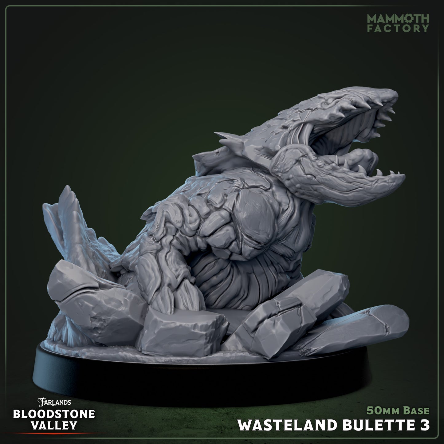 Image shows a 3D render of a bulette gaming miniature.