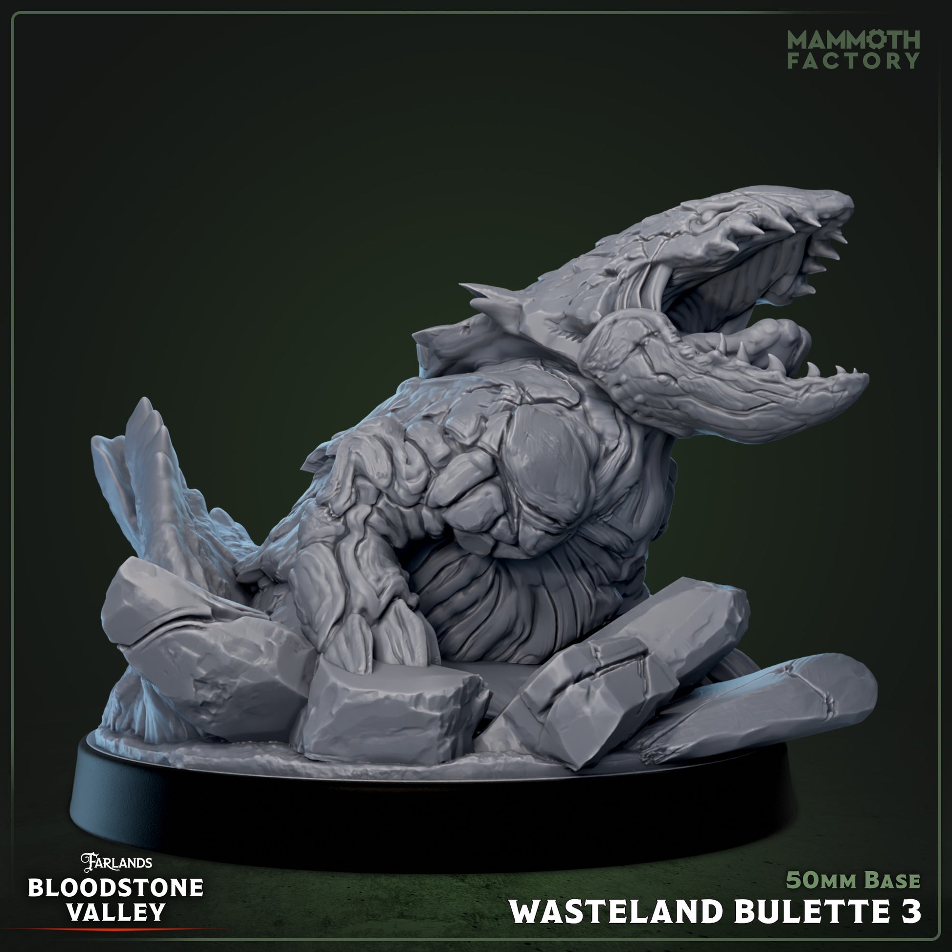 Image shows a 3D render of a bulette gaming miniature.