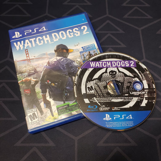 Image shows the case & disc for the video game Watch Dogs 2 for Playstation 4