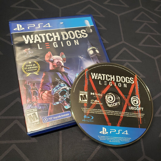 Image shows the case and disc for the video game Watch Dogs: Legion for Playstation 4