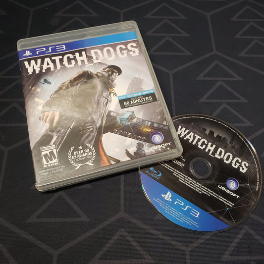 Image shows the case and disc for the video game Watch Dogs for Playstation 3