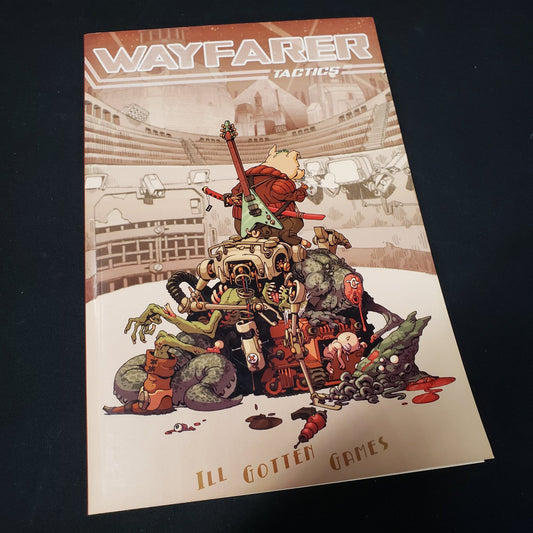 Image shows the front cover of the Wayfarer Tactics miniatures game book