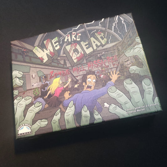 Image shows the front cover of the box of the We Are Dead: Zombie Mall Massacre board game