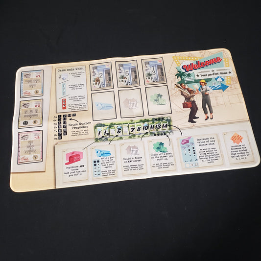 Image shows the neoprene playmat for the board game Welcome To...